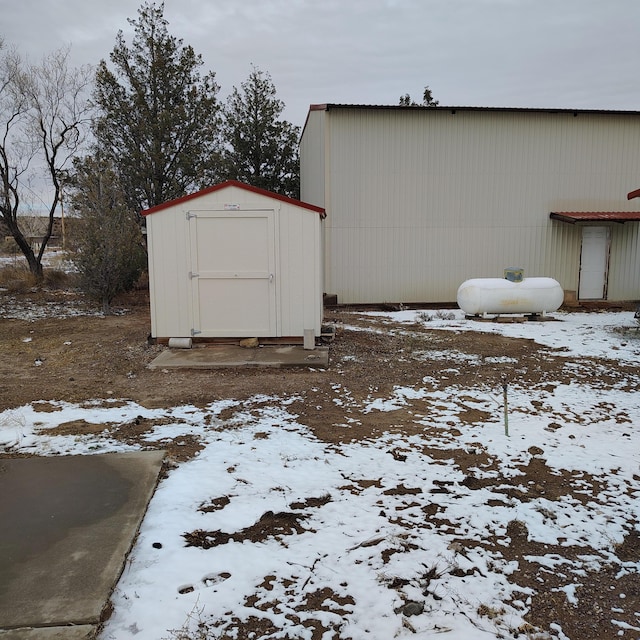 view of snow covered structure