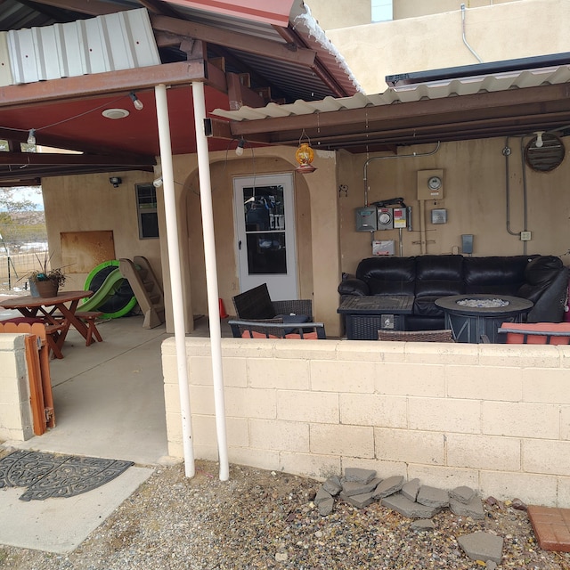 exterior space with an outdoor hangout area