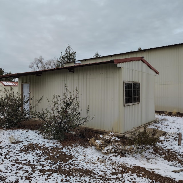 view of snow covered exterior