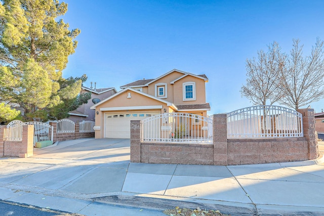 view of front of property with a garage