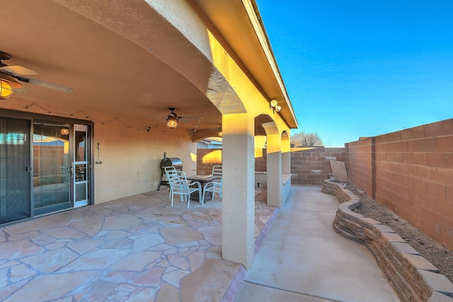 view of patio with ceiling fan