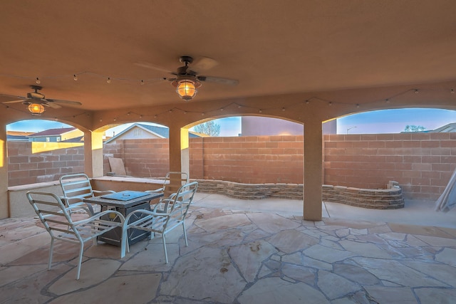 view of patio / terrace with ceiling fan