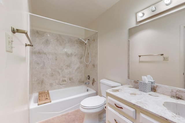 full bathroom with tile patterned floors, vanity, toilet, and tiled shower / bath