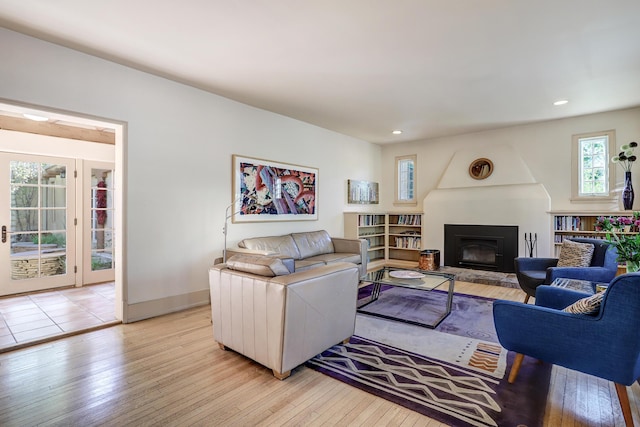 living room featuring light hardwood / wood-style flooring