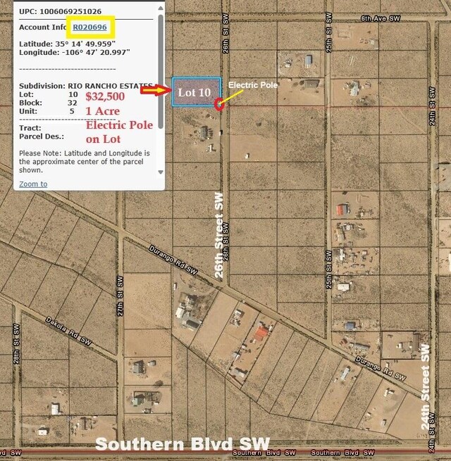 619 26th St SW, Rio Rancho NM, 87144 land for sale