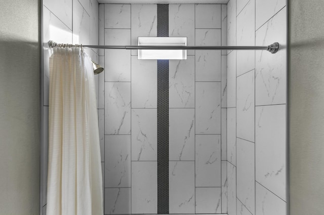 interior details with tiled shower