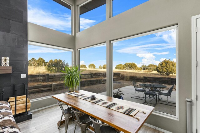 back house at dusk with a patio and french doors