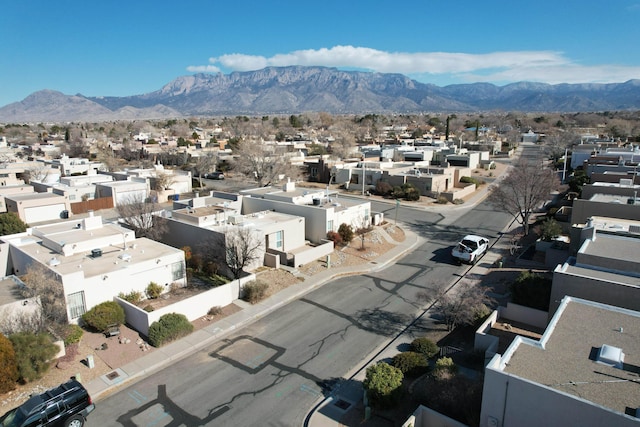 drone / aerial view with a mountain view