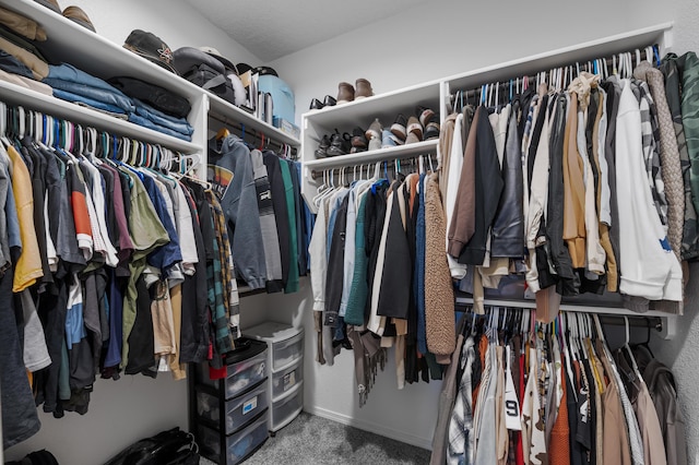 spacious closet with carpet floors