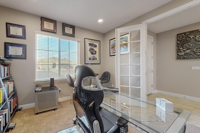 view of carpeted office space