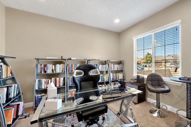 2923 Kings Canyon Loop NE, Rio Rancho, NM 87144 - office with carpet, baseboards, a textured ceiling, and recessed lighting