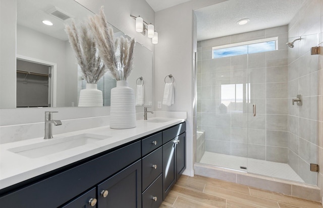 bathroom featuring vanity and walk in shower