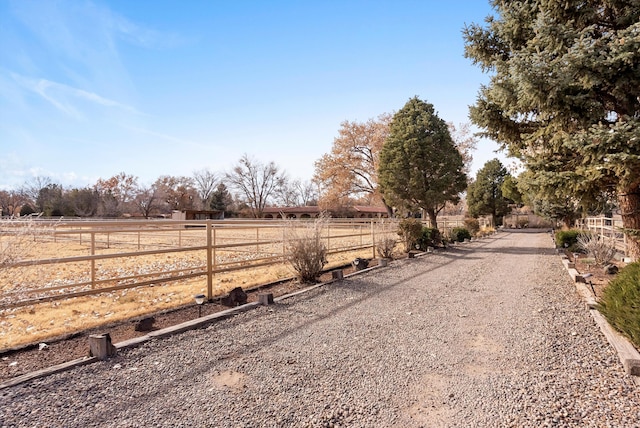 view of road with a rural view