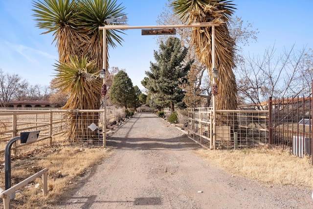 view of road with a rural view