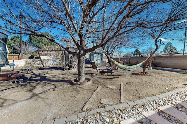 view of yard featuring a playground