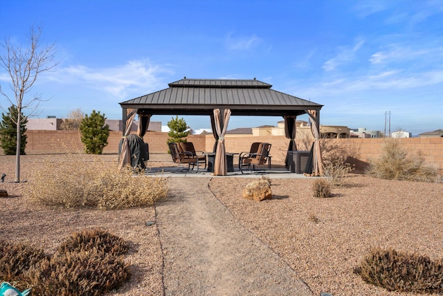 exterior space with a gazebo