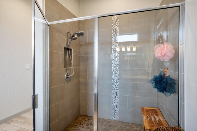 bathroom featuring walk in shower