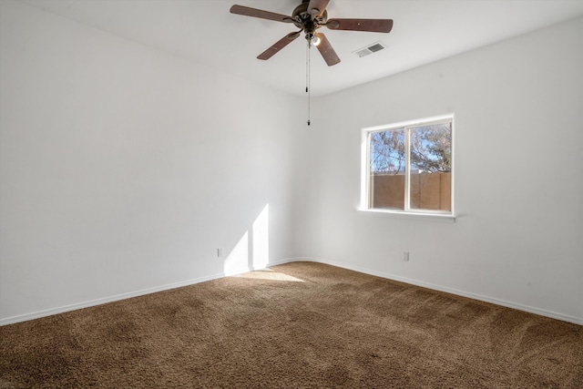 unfurnished room featuring carpet floors and ceiling fan