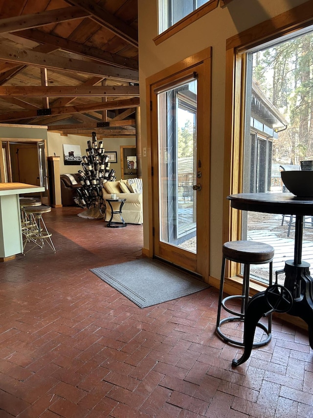 entryway with lofted ceiling