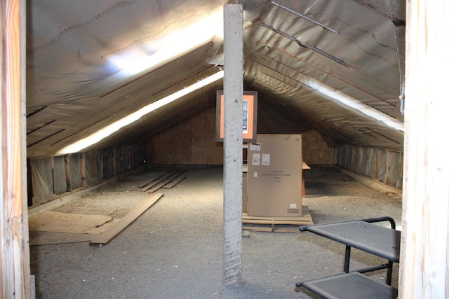 view of unfinished attic