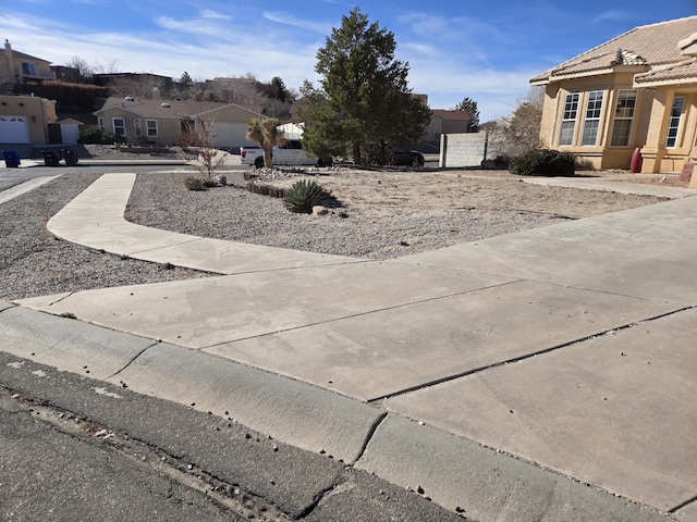 view of yard with a garage