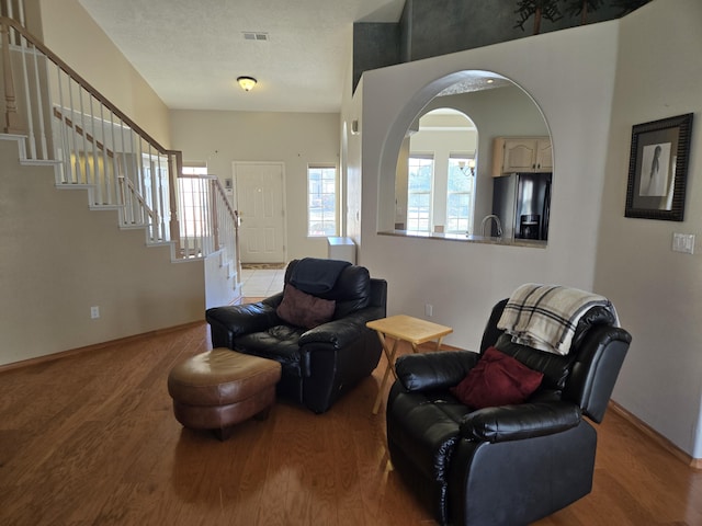 living room with wood-type flooring