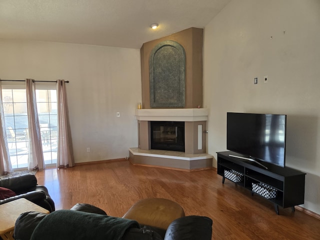 living room with wood-type flooring