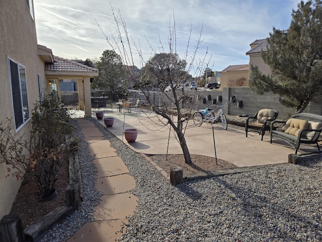 view of yard featuring a patio area