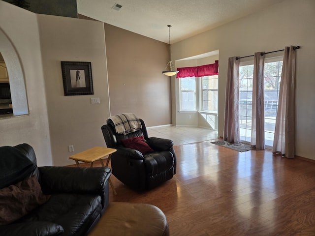 living room with light hardwood / wood-style floors