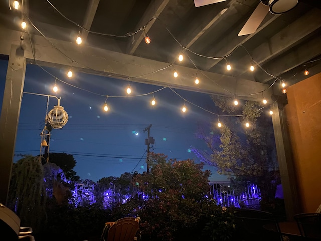 view of patio at twilight