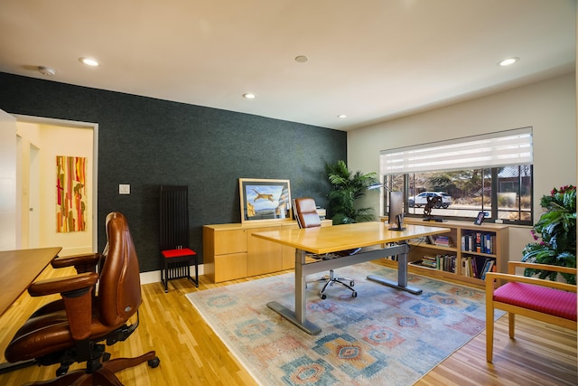 office area featuring light wood-type flooring