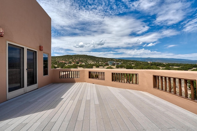 deck with a mountain view