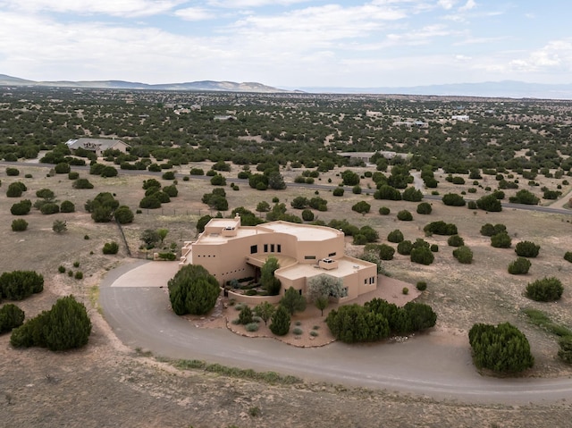 birds eye view of property with a mountain view