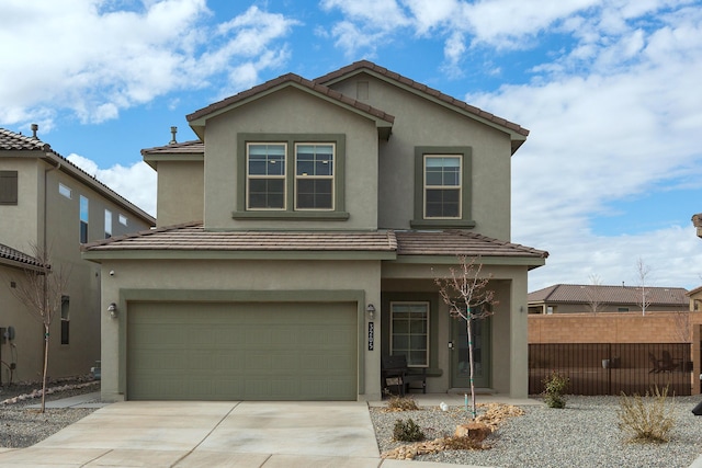 front of property with a garage