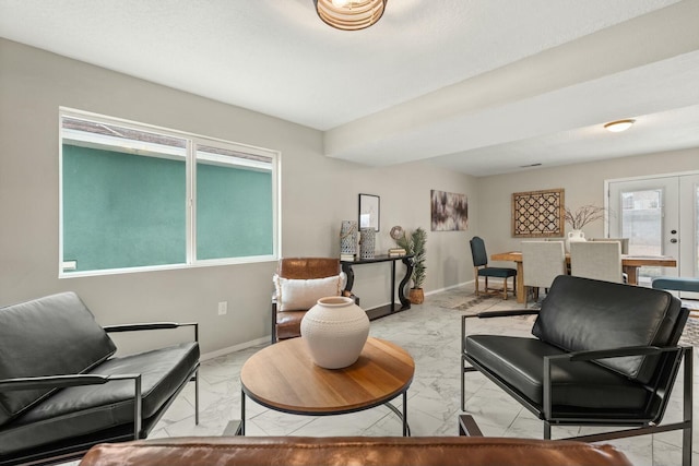 living room with french doors