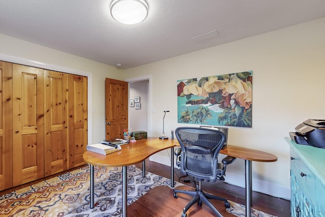 home office featuring hardwood / wood-style flooring