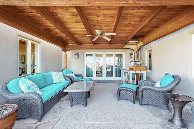 view of patio / terrace with french doors and an outdoor living space