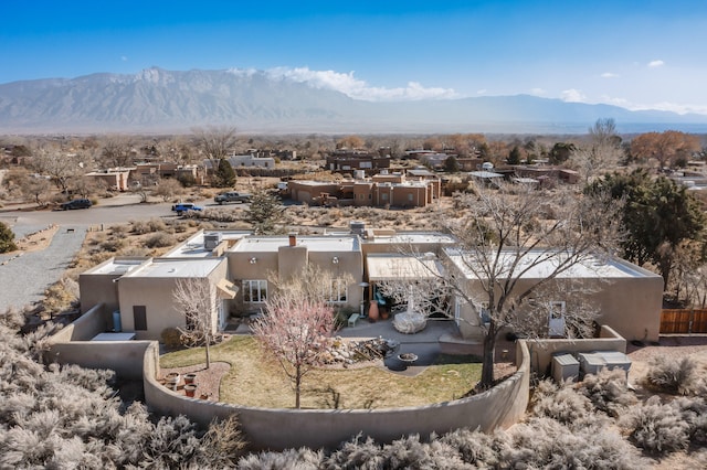 bird's eye view with a mountain view