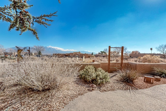 view of yard featuring a mountain view