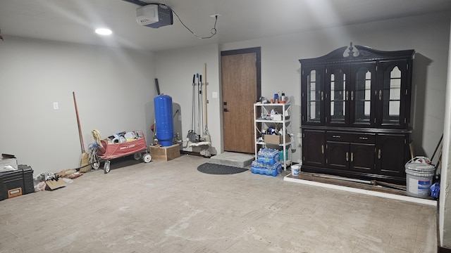 garage with a garage door opener