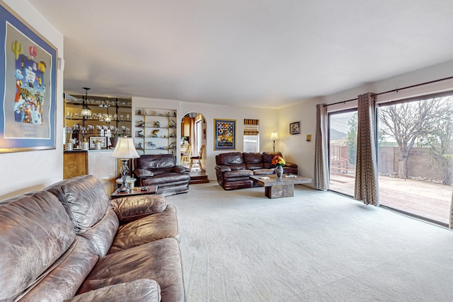 living room with carpet flooring