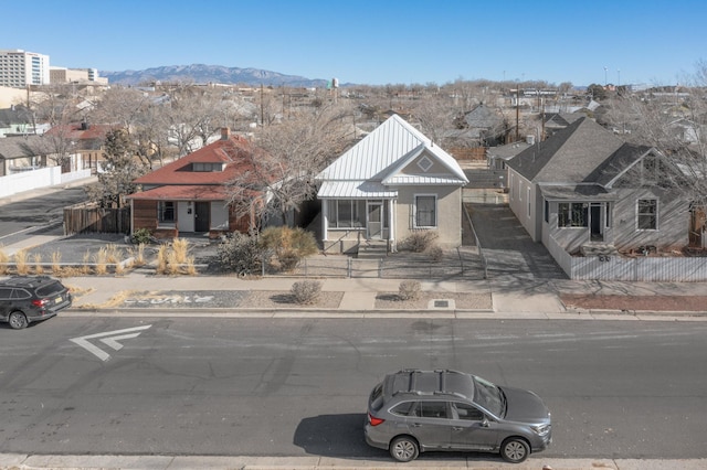 view of front of house with a mountain view