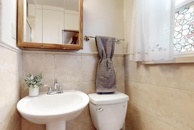 bathroom with sink, toilet, and a healthy amount of sunlight