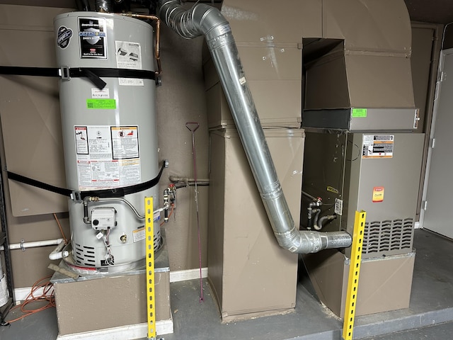 utilities with strapped water heater and heating unit