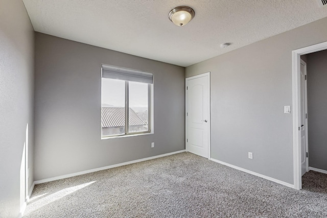 empty room featuring a textured ceiling and carpet flooring