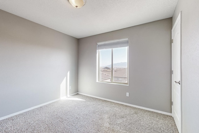 empty room featuring a textured ceiling and light colored carpet