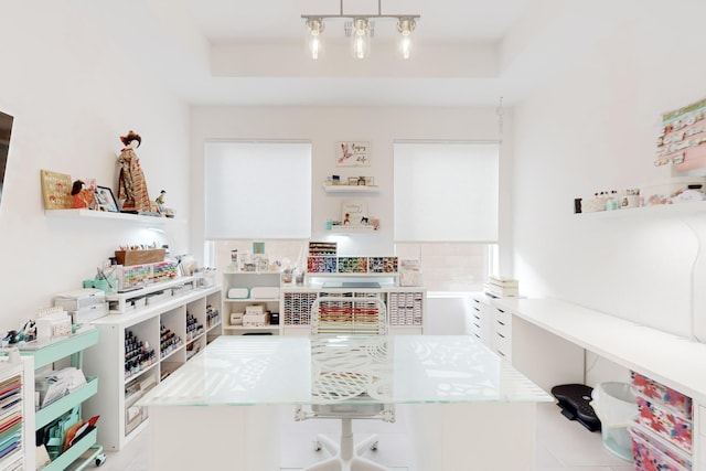 interior space with light tile patterned floors