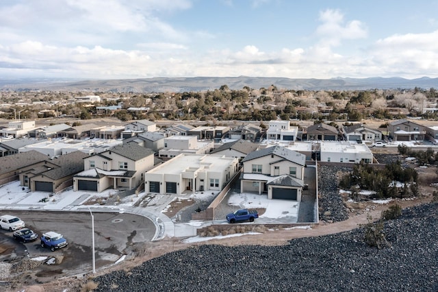 bird's eye view featuring a mountain view