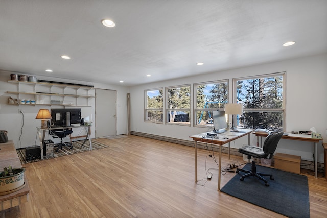 home office featuring light wood-type flooring