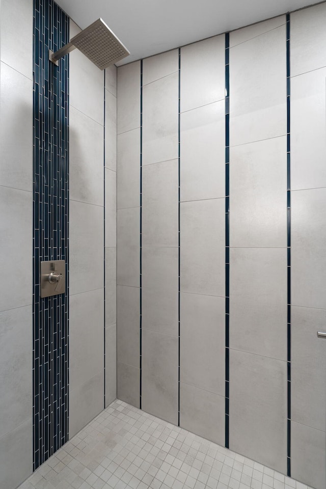 interior details featuring tiled shower